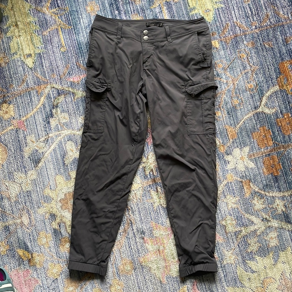 Gray prana, tight at ankle